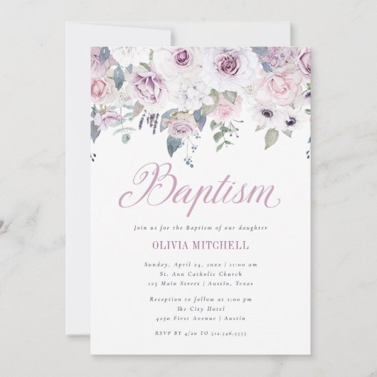 Violet Blush Floral | doop Kaart (Voorkant)