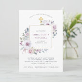 Violet Blush Floral | Goud kruis Kaart (Staand voorkant)