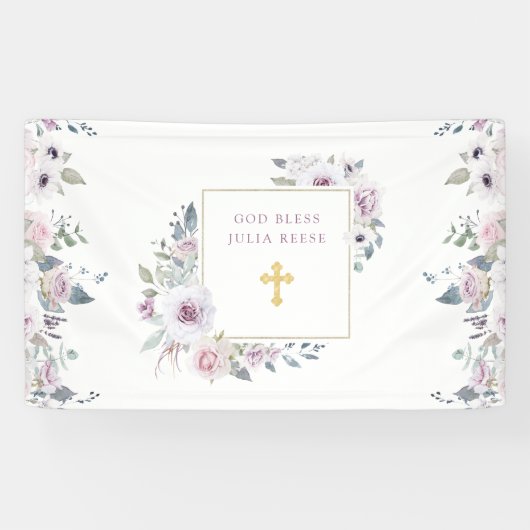 Violet Blush Floral | Goud kruis Spandoek (Horizontaal)
