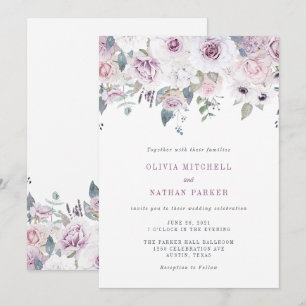 Violet Blush Floral Wedding Kaart