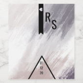Violet Blush Grey Abstract Heart Bar Geo Wedding Wijn Etiket (Enkel label)