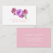 Violet blush pioen boeket lip kleur verdeler visitekaartje (Voorkant / Achterkant)