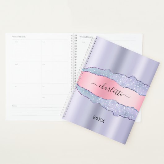 Violet blush roze agaat marmer naam 2025 planner (Display)