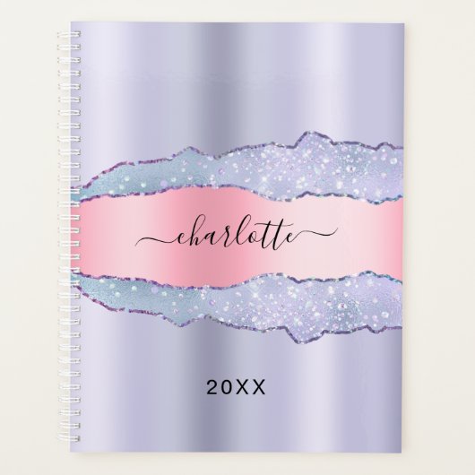 Violet blush roze agaat marmer naam 2025 planner (Voorkant)