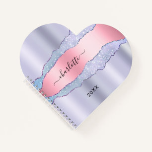 Violet blush roze roze marmer name girl notitieboek