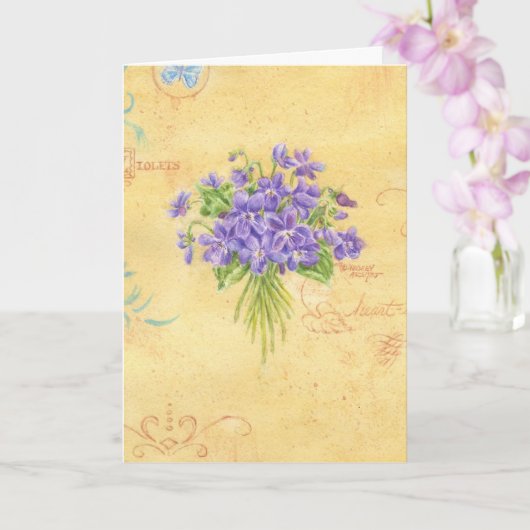 Violet Boeket Blank Note Kaart (Orchidee)