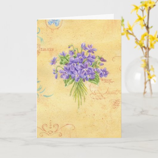 Violet Boeket Blank Note Kaart (Gele Bloem)
