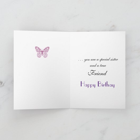 Violet boeket zus en vriend verjaardag Kaart (Binnen)