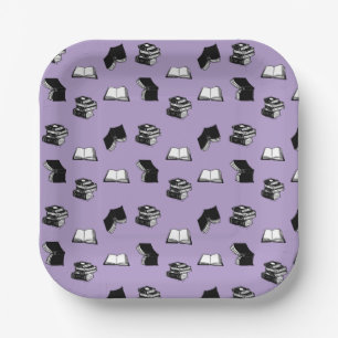 Violet Bookish Bibliophile Librarian Book Pattern Papieren Bordje