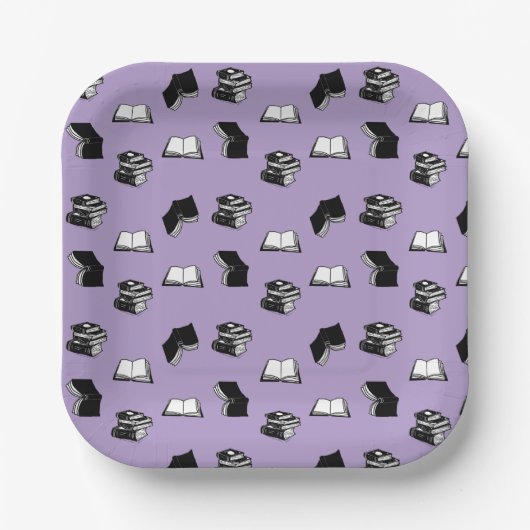 Violet Bookish Bibliophile Librarian Book Pattern Papieren Bordje (Voorkant)