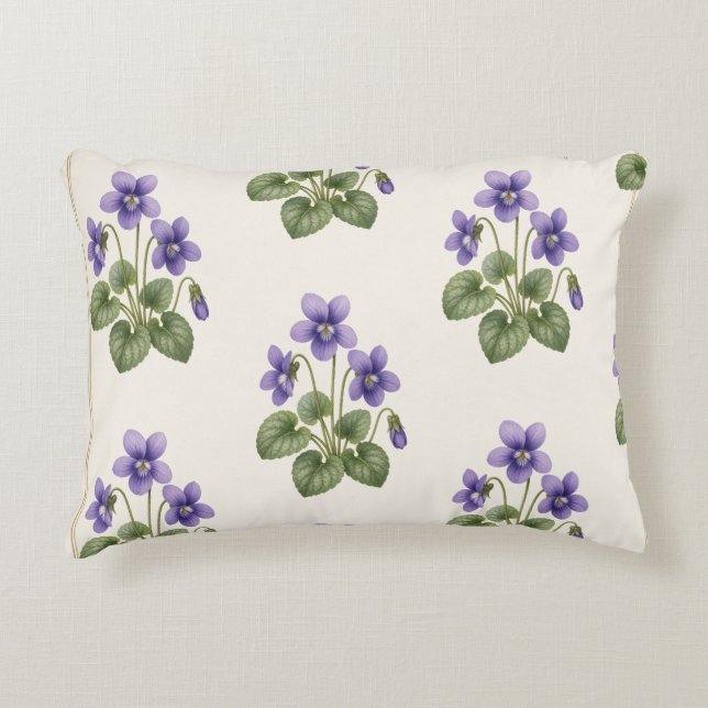 Violet Botanisch, Februari Geboortebloem Accent Kussen (Voorkant)