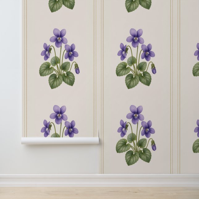 Violet Botanisch, Februari Geboortebloem Behang (Applicatie)