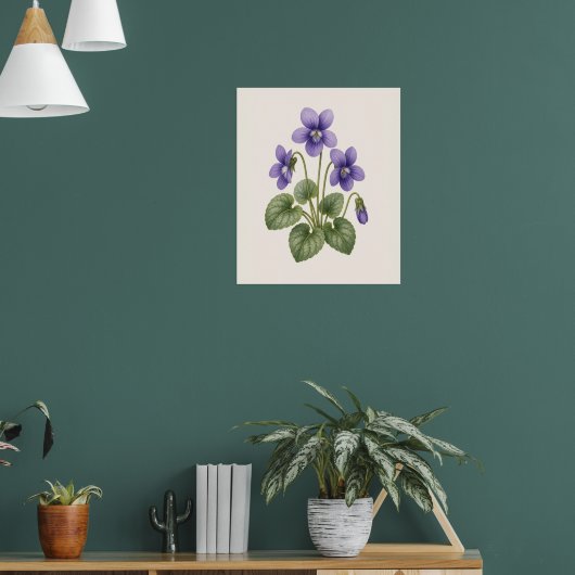 Violet Botanisch, Februari Geboortebloem Poster (Woonkamer 1)