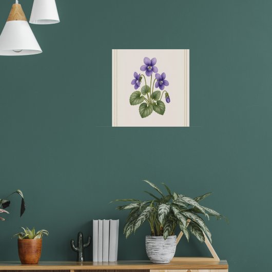 Violet Botanisch, Februari Geboortebloem Poster (Woonkamer 1)