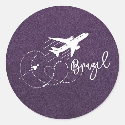 Violet Brazilië Paspoort Ronde Sticker (Voorkant)