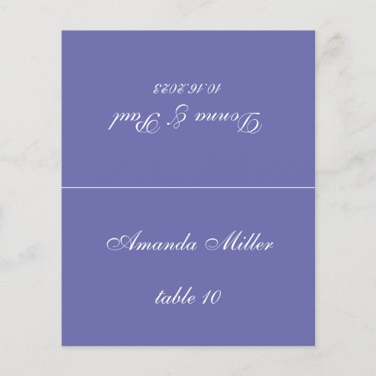 Violet Bruiloft Plaats Kaart met Gedrukte Gast Naa (Voorkant)