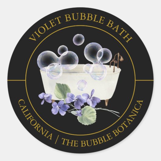 Violet Bubble Bath-label Ronde Sticker (Voorkant)