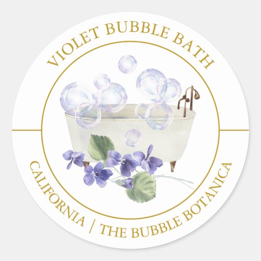 Violet Bubble Bath-label Ronde Sticker (Voorkant)