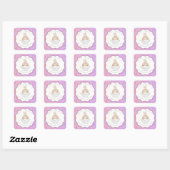 VIOLET bunny pastel party babyshower Vierkante Sticker (Vel)