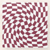 Violet Burgundy Wedding Collectie Checkered Glazen Onderzetter (Voorkant)