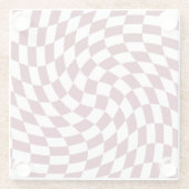 Violet Burgundy Wedding Collectie Checkered Glazen Onderzetter (Achterkant)