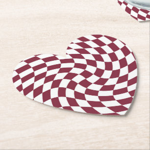 Violet Burgundy Wedding Collectie Checkered Kartonnen Onderzetters