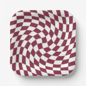 Violet Burgundy Wedding Collectie Checkered Papieren Bordje (Voorkant)