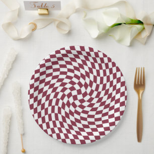 Violet Burgundy Wedding Collectie Checkered Papieren Bordje