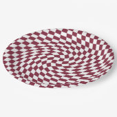 Violet Burgundy Wedding Collectie Checkered Papieren Bordje (Gekanteld)