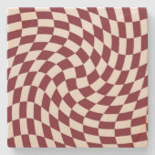 Violet Burgundy Wedding Collectie Checkered Stenen Onderzetter (Voorkant)