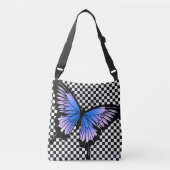 Violet Butterfly Checker Cross Body Canvas tas (Voorkant)