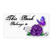 Violet Butterfly en Roos design Etiket (Voorkant)