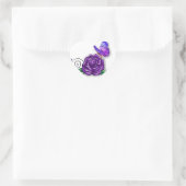 Violet Butterfly en Roos design Hart Sticker (Tas)