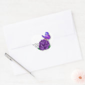 Violet Butterfly en Roos design Hart Sticker (Envelop)