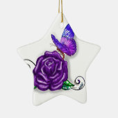 Violet Butterfly en Roos design Keramisch Ornament (Rechts)