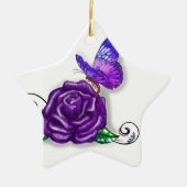 Violet Butterfly en Roos design Keramisch Ornament (Voorkant)