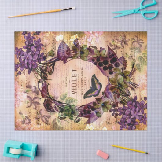  Violet Butterfly Ephemera-ontkoppeling Tissuepapier (Craft)