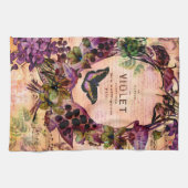 Violet Butterfly Floral Ephemera Theedoek (Horizontaal)