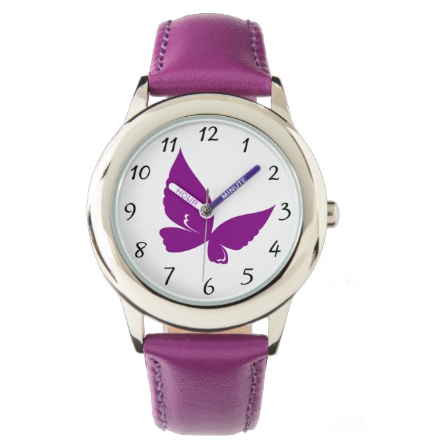 Violet Butterfly Horloge (Voorkant)