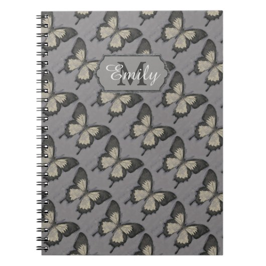 Violet Butterfly Pattern - Gepersonaliseerd Notitieboek (Voorkant)