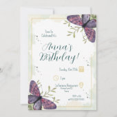 Violet Butterfly Watercolor Verjaardag Kaart (Voorkant)