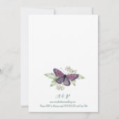 Violet Butterfly Watercolor Wedding Kaart (Achterkant)
