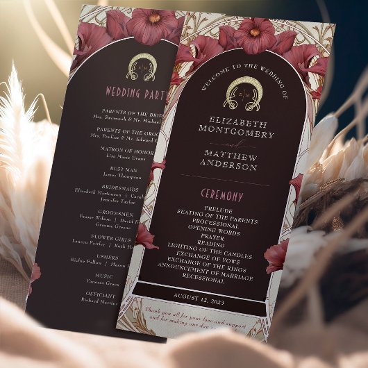 Violet Calla Lilies Wedding Program Art Nouveau Programmakaart