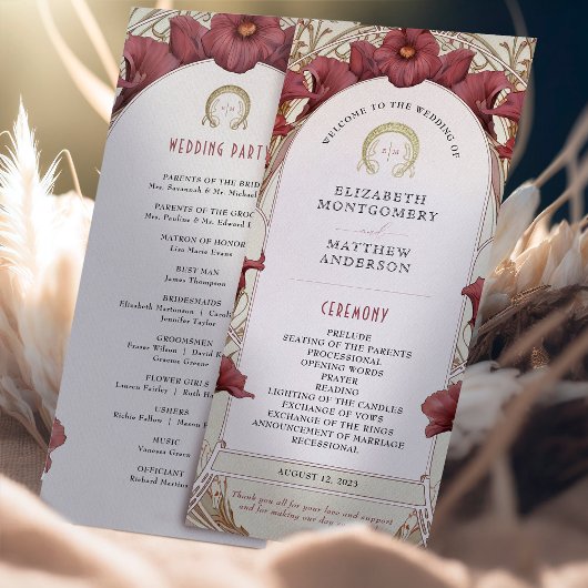 Violet Calla Lilies Wedding Program Art Nouveau Programmakaart