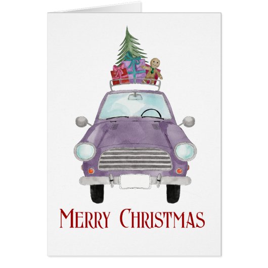 Violet Car met kerstcadeaus (Voorkant)