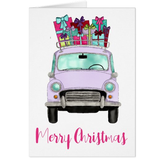 Violet Car met kerstcadeaus (Voorkant)