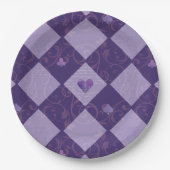  Violet Checkerboard en Play Card-uitgangen Papieren Bordje (Voorkant)