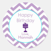 Violet Chevron Aangepaste Birthday Stickers (Voorkant)