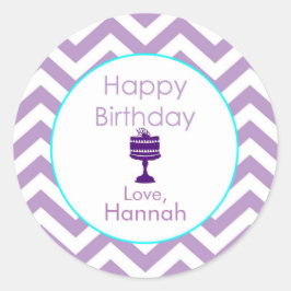 Violet Chevron Aangepaste Birthday Stickers