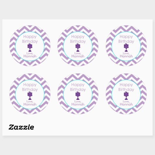 Violet Chevron Aangepaste Birthday Stickers (Vel)